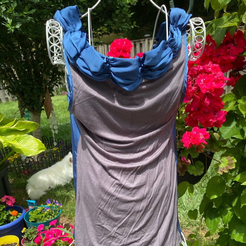 Lapis Ruffle Two Tone Top Size Medium - Picture 3 of 5